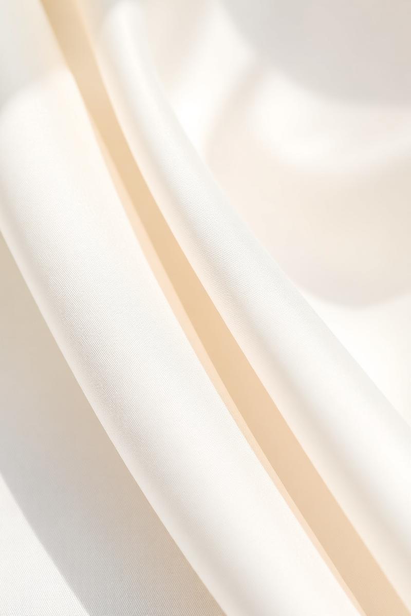 Soft ivory silk fabric folds in close detail